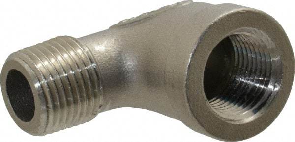 Merit Brass - 3/8" Grade 316 Stainless Steel Pipe 90° Street Elbow - FNPT x MNPT End Connections, 150 psi - Eagle Tool & Supply