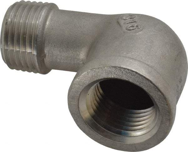 Merit Brass - 1/2" Grade 316 Stainless Steel Pipe 90° Street Elbow - FNPT x MNPT End Connections, 150 psi - Eagle Tool & Supply