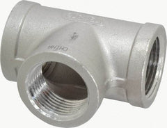 Merit Brass - 1" Grade 316 Stainless Steel Pipe Tee - FNPT x FNPT x FNPT End Connections, 150 psi - Eagle Tool & Supply