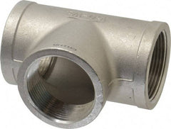 Merit Brass - 1-1/2" Grade 316 Stainless Steel Pipe Tee - FNPT x FNPT x FNPT End Connections, 150 psi - Eagle Tool & Supply