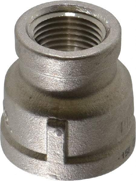 Merit Brass - 3/4 x 1/2" Grade 316 Stainless Steel Pipe Reducer Coupling - FNPT x FNPT End Connections, 150 psi - Eagle Tool & Supply