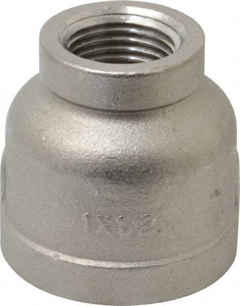 Merit Brass - 1 x 1/2" Grade 316 Stainless Steel Pipe Reducer Coupling - FNPT x FNPT End Connections, 150 psi - Eagle Tool & Supply