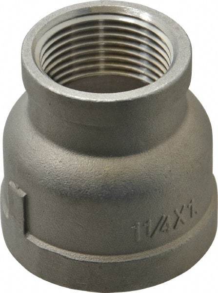 Merit Brass - 1-1/4 x 1" Grade 316 Stainless Steel Pipe Reducer Coupling - FNPT x FNPT End Connections, 150 psi - Eagle Tool & Supply