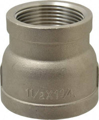 Merit Brass - 1-1/2 x 1-1/4" Grade 316 Stainless Steel Pipe Reducer Coupling - FNPT x FNPT End Connections, 150 psi - Eagle Tool & Supply