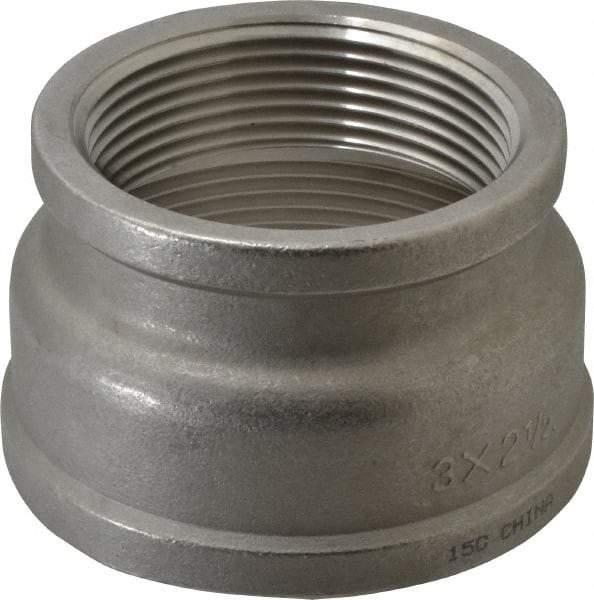 Merit Brass - 3 x 2-1/2" Grade 316 Stainless Steel Pipe Reducer Coupling - FNPT x FNPT End Connections, 150 psi - Eagle Tool & Supply