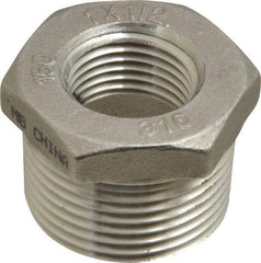 Merit Brass - 1 x 1/2" Grade 316 Stainless Steel Pipe Hex Bushing - MNPT x FNPT End Connections, 150 psi - Eagle Tool & Supply