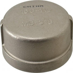 Merit Brass - 1-1/2" Grade 316 Stainless Steel Pipe End Cap - FNPT End Connections, 150 psi - Eagle Tool & Supply