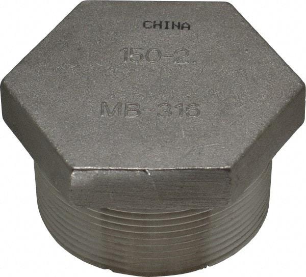 Merit Brass - 2" Grade 316 Stainless Steel Pipe Hex Head Plug - MNPT End Connections, 150 psi - Eagle Tool & Supply