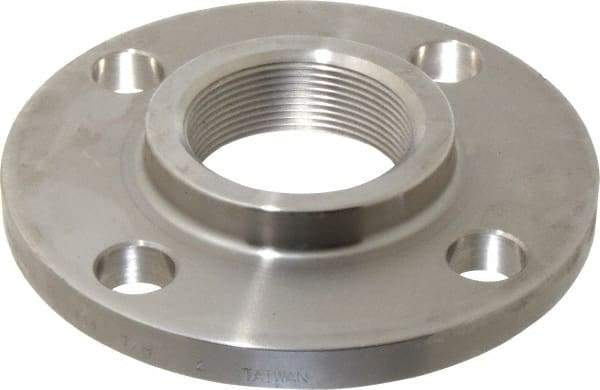 Merit Brass - 2" Pipe, 6" OD, Stainless Steel, Threaded Pipe Flange - 4-3/4" Across Bolt Hole Centers, 3/4" Bolt Hole, 150 psi, Grade 316 - Eagle Tool & Supply