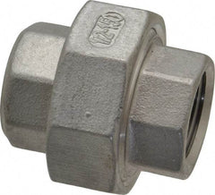 Merit Brass - 1/2" Grade 316 Stainless Steel Pipe Union - FNPT x FNPT End Connections, 150 psi - Eagle Tool & Supply
