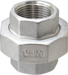 Merit Brass - 3/4" Grade 316 Stainless Steel Pipe Union - FNPT x FNPT End Connections, 150 psi - Eagle Tool & Supply