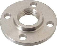 Merit Brass - 1-1/2" Pipe, 5" OD, Stainless Steel, Threaded Pipe Flange - 3-7/8" Across Bolt Hole Centers, 5/8" Bolt Hole, 150 psi, Grade 304 - Eagle Tool & Supply