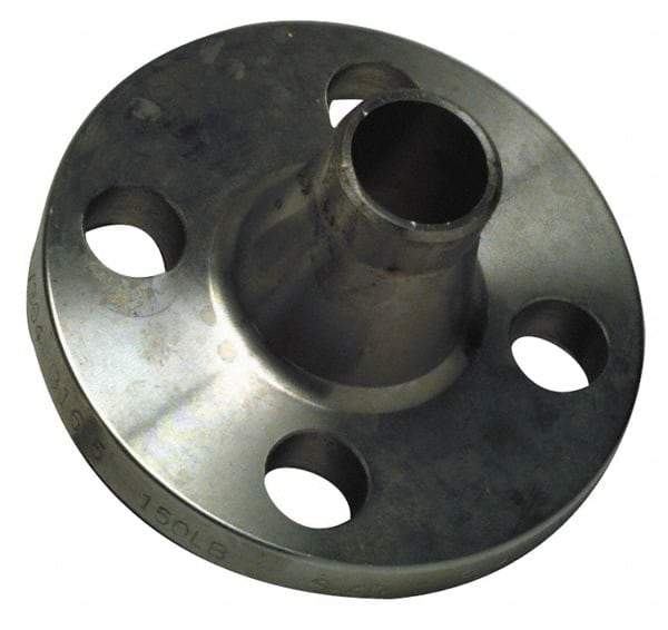Merit Brass - 1" Pipe, 4-1/4" OD, Stainless Steel, Weld Neck Pipe Flange - 3-1/8" Across Bolt Hole Centers, 5/8" Bolt Hole, 150 psi, Grades 304 & 304L - Eagle Tool & Supply