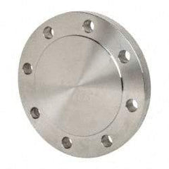 Merit Brass - 4" Pipe, 9" OD, Stainless Steel, Blind Pipe Flange - 7-1/2" Across Bolt Hole Centers, 3/4" Bolt Hole, 150 psi, Grades 316 & 316L - Eagle Tool & Supply