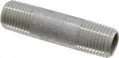 Merit Brass - Schedule 40, 1/4" Pipe x 2" Long, Grade 304/304L Stainless Steel Pipe Nipple - Welded & Threaded - Eagle Tool & Supply