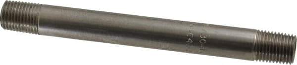 Merit Brass - Schedule 40, 1/4" Pipe x 5" Long, Grade 304/304L Stainless Steel Pipe Nipple - Welded & Threaded - Eagle Tool & Supply
