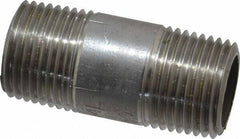 Merit Brass - Schedule 40, 3/8" Pipe x 1-1/2" Long, Grade 304/304L Stainless Steel Pipe Nipple - Welded & Threaded - Eagle Tool & Supply