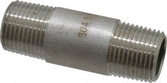 Merit Brass - Schedule 40, 3/8" Pipe x 2" Long, Grade 304/304L Stainless Steel Pipe Nipple - Welded & Threaded - Eagle Tool & Supply