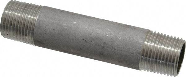 Merit Brass - Schedule 40, 3/8" Pipe x 3" Long, Grade 304/304L Stainless Steel Pipe Nipple - Welded & Threaded - Eagle Tool & Supply
