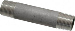 Merit Brass - Schedule 40, 3/8" Pipe x 3" Long, Grade 304/304L Stainless Steel Pipe Nipple - Welded & Threaded - Eagle Tool & Supply