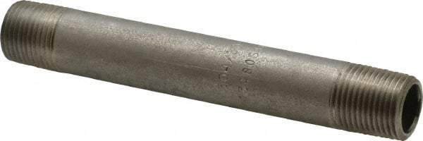 Merit Brass - Schedule 40, 3/8" Pipe x 4-1/2" Long, Grade 304/304L Stainless Steel Pipe Nipple - Welded & Threaded - Eagle Tool & Supply