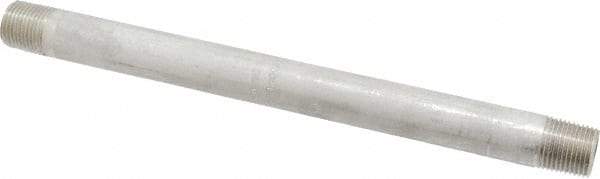 Merit Brass - Schedule 40, 3/8" Pipe x 8" Long, Grade 304/304L Stainless Steel Pipe Nipple - Welded & Threaded - Eagle Tool & Supply