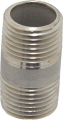 Merit Brass - Schedule 40, 1/2" Pipe x 1-1/2" Long, Grade 304/304L Stainless Steel Pipe Nipple - Welded & Threaded - Eagle Tool & Supply