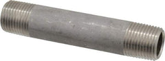 Merit Brass - Schedule 40, 1/2" Pipe x 4" Long, Grade 304/304L Stainless Steel Pipe Nipple - Welded & Threaded - Eagle Tool & Supply