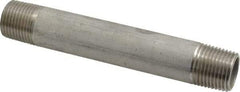 Merit Brass - Schedule 40, 1/2" Pipe x 5" Long, Grade 304/304L Stainless Steel Pipe Nipple - Welded & Threaded - Eagle Tool & Supply