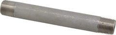 Merit Brass - Schedule 40, 1/2" Pipe x 6" Long, Grade 304/304L Stainless Steel Pipe Nipple - Welded & Threaded - Eagle Tool & Supply