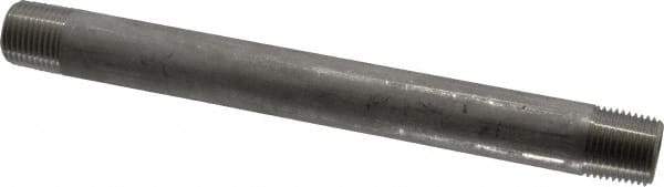 Merit Brass - Schedule 40, 1/2" Pipe x 8" Long, Grade 304/304L Stainless Steel Pipe Nipple - Welded & Threaded - Eagle Tool & Supply