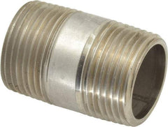 Merit Brass - Schedule 40, 3/4" Pipe x 1-1/2" Long, Grade 304/304L Stainless Steel Pipe Nipple - Welded & Threaded - Eagle Tool & Supply