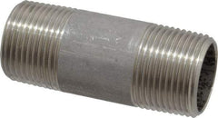 Merit Brass - Schedule 40, 3/4" Pipe x 2-1/2" Long, Grade 304/304L Stainless Steel Pipe Nipple - Welded & Threaded - Eagle Tool & Supply