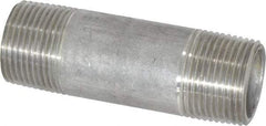 Merit Brass - Schedule 40, 3/4" Pipe x 3" Long, Grade 304/304L Stainless Steel Pipe Nipple - Welded & Threaded - Eagle Tool & Supply