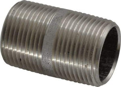 Merit Brass - Schedule 40, 1" Pipe x 2" Long, Grade 304/304L Stainless Steel Pipe Nipple - Welded & Threaded - Eagle Tool & Supply