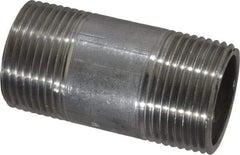 Merit Brass - Schedule 40, 1" Pipe x 2-1/2" Long, Grade 304/304L Stainless Steel Pipe Nipple - Welded & Threaded - Eagle Tool & Supply
