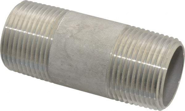 Merit Brass - Schedule 40, 1" Pipe x 3" Long, Grade 304/304L Stainless Steel Pipe Nipple - Welded & Threaded - Eagle Tool & Supply