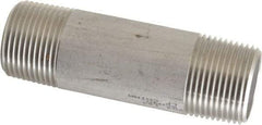 Merit Brass - Schedule 40, 1" Pipe x 4" Long, Grade 304/304L Stainless Steel Pipe Nipple - Welded & Threaded - Eagle Tool & Supply