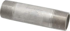 Merit Brass - Schedule 40, 1" Pipe x 4-1/2" Long, Grade 304/304L Stainless Steel Pipe Nipple - Welded & Threaded - Eagle Tool & Supply