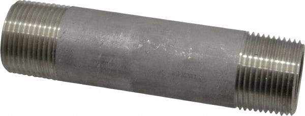 Merit Brass - Schedule 40, 1" Pipe x 5" Long, Grade 304/304L Stainless Steel Pipe Nipple - Welded & Threaded - Eagle Tool & Supply