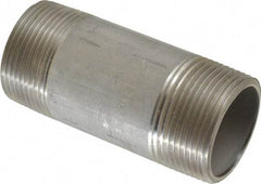 Merit Brass - Schedule 40, 1-1/4" Pipe x 3-1/2" Long, Grade 304/304L Stainless Steel Pipe Nipple - Welded & Threaded - Eagle Tool & Supply