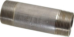 Merit Brass - Schedule 40, 1-1/4" Pipe x 4-1/2" Long, Grade 304/304L Stainless Steel Pipe Nipple - Welded & Threaded - Eagle Tool & Supply