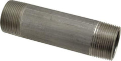 Merit Brass - Schedule 40, 1-1/4" Pipe x 5-1/2" Long, Grade 304/304L Stainless Steel Pipe Nipple - Welded & Threaded - Eagle Tool & Supply