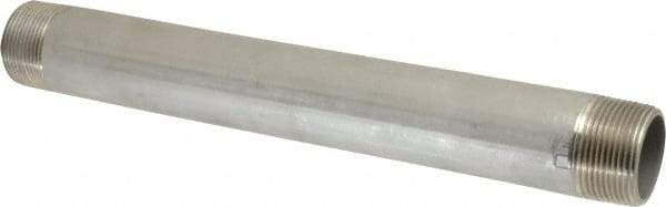 Merit Brass - Schedule 40, 1-1/4" Pipe x 12" Long, Grade 304/304L Stainless Steel Pipe Nipple - Welded & Threaded - Eagle Tool & Supply