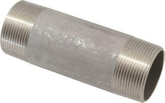 Merit Brass - Schedule 40, 1-1/2" Pipe x 5" Long, Grade 304/304L Stainless Steel Pipe Nipple - Welded & Threaded - Eagle Tool & Supply