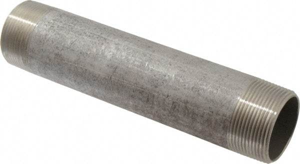 Merit Brass - Schedule 40, 1-1/2" Pipe x 8" Long, Grade 304/304L Stainless Steel Pipe Nipple - Welded & Threaded - Eagle Tool & Supply