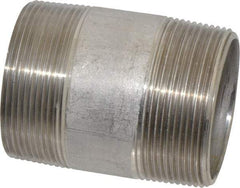 Merit Brass - Schedule 40, 2" Pipe x 3" Long, Grade 304/304L Stainless Steel Pipe Nipple - Welded & Threaded - Eagle Tool & Supply