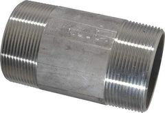 Merit Brass - Schedule 40, 2" Pipe x 4" Long, Grade 304/304L Stainless Steel Pipe Nipple - Welded & Threaded - Eagle Tool & Supply