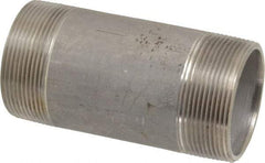 Merit Brass - Schedule 40, 2" Pipe x 4-1/2" Long, Grade 304/304L Stainless Steel Pipe Nipple - Welded & Threaded - Eagle Tool & Supply