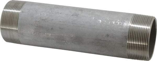 Merit Brass - Schedule 40, 2" Pipe x 8" Long, Grade 304/304L Stainless Steel Pipe Nipple - Welded & Threaded - Eagle Tool & Supply